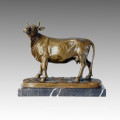 Animal Bronze Sculpture Cattle Carving Decor Brass Statue Tpal-132